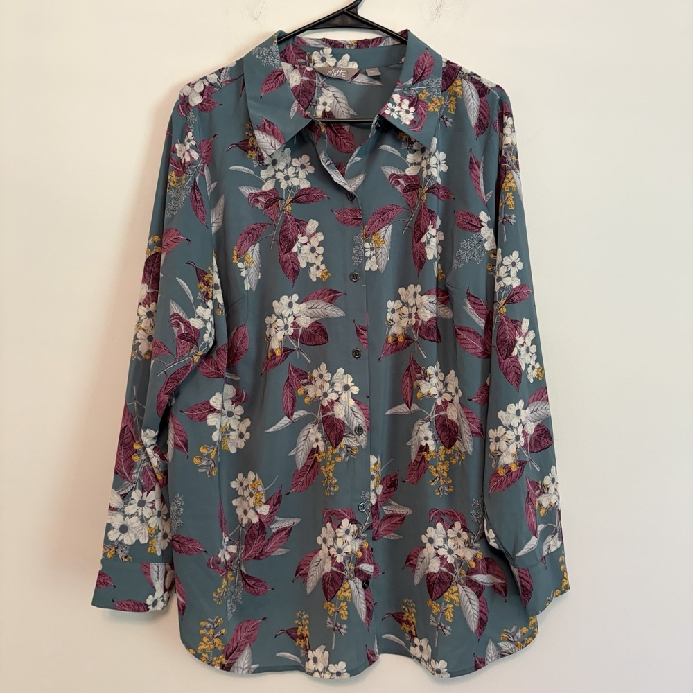 Motto Ethereal Blouse Top 20w Boho Peasant Cottagecore Artsy Career Work Floral